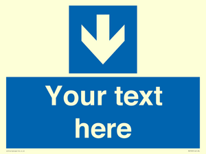 Custom Mandatory directional sign, blue arrow down